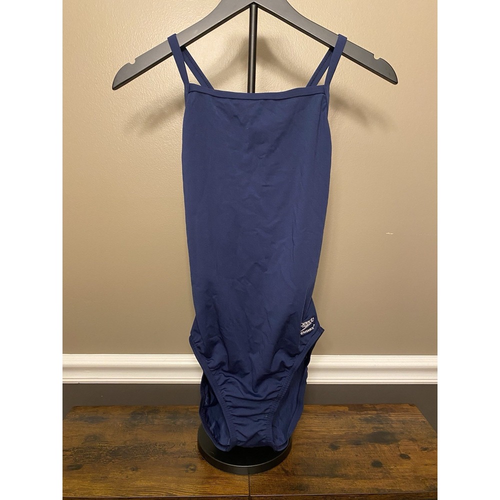 Speedo One Piece Swimsuit Womens 10/36 Navy Blue Endurance+ Crossback